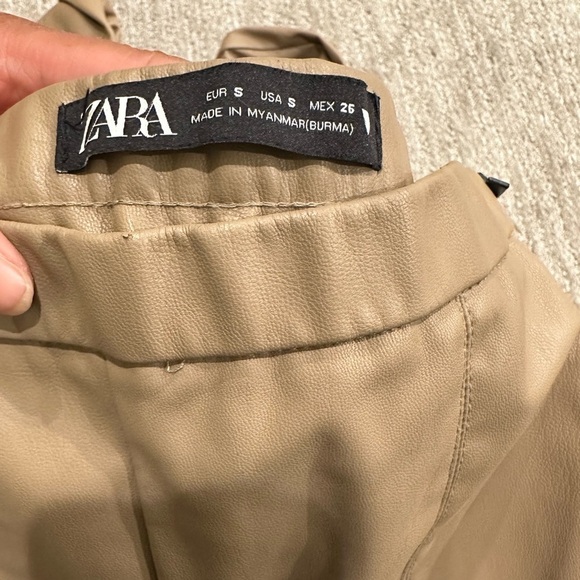 Zara Tan Faux Leather Pants with split  at the ankle
Size Small - Picture 2 of 5